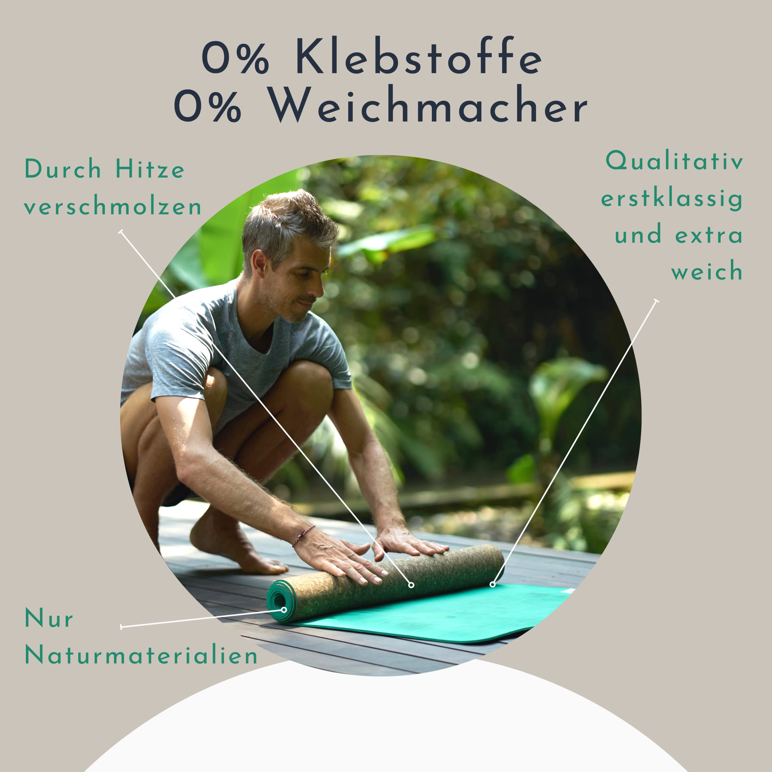 PUNIMA Esterilla de yoga XXL, 100% caucho natural y corcho de alta calidad de Portugal, extra ancha y larga, sin TPE, sin adhesivos ni plastificantes, esterilla de fitness duradera, esterilla de yoga,