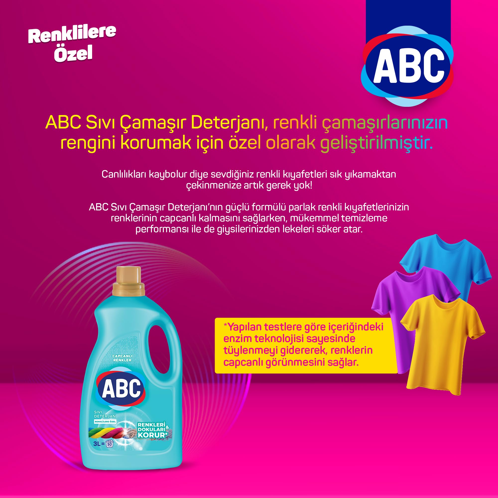 ABC DETERJAN Sıvı Çamaşır Deterjanı Renkliler 3 L