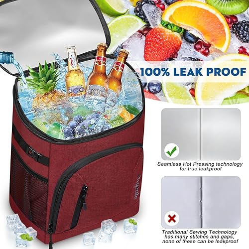 Miniatura 3 de Capolo Mochila térmica de 30 latas, mochila aislada a prueba de fugas, bolsa térmica de gran capacidad, bolsa térmica suave para bebidas, almuerzo,