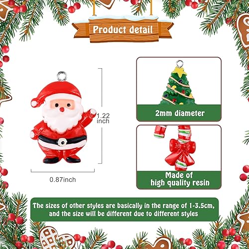 Miniatura 3 de Garma 48 piezas de mini adornos de Navidad, juego pequeño de adornos para árbol de Navidad con Papá Noel, muñeco de nieve, campanas, adornos