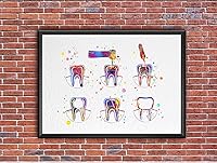 Vista 8 de Dignovel Studios Póster de impresión artística de acuarela de 8 x 10 sin marco, tratamiento de endodoncia, clínica dental, decoración de dentista