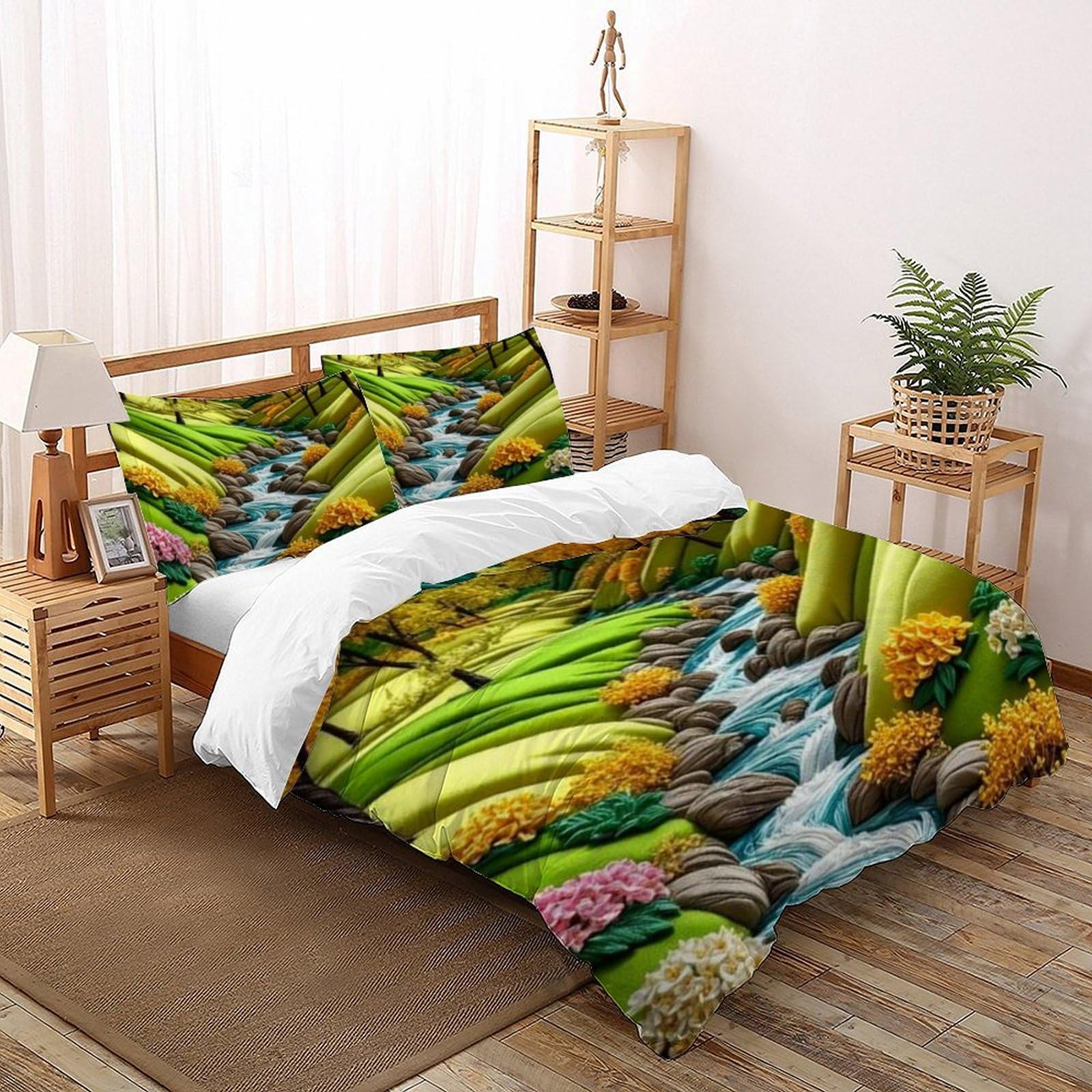 Housse de couette imprimée 3D forêt lit enfant King 220x240cm avec zip invisible