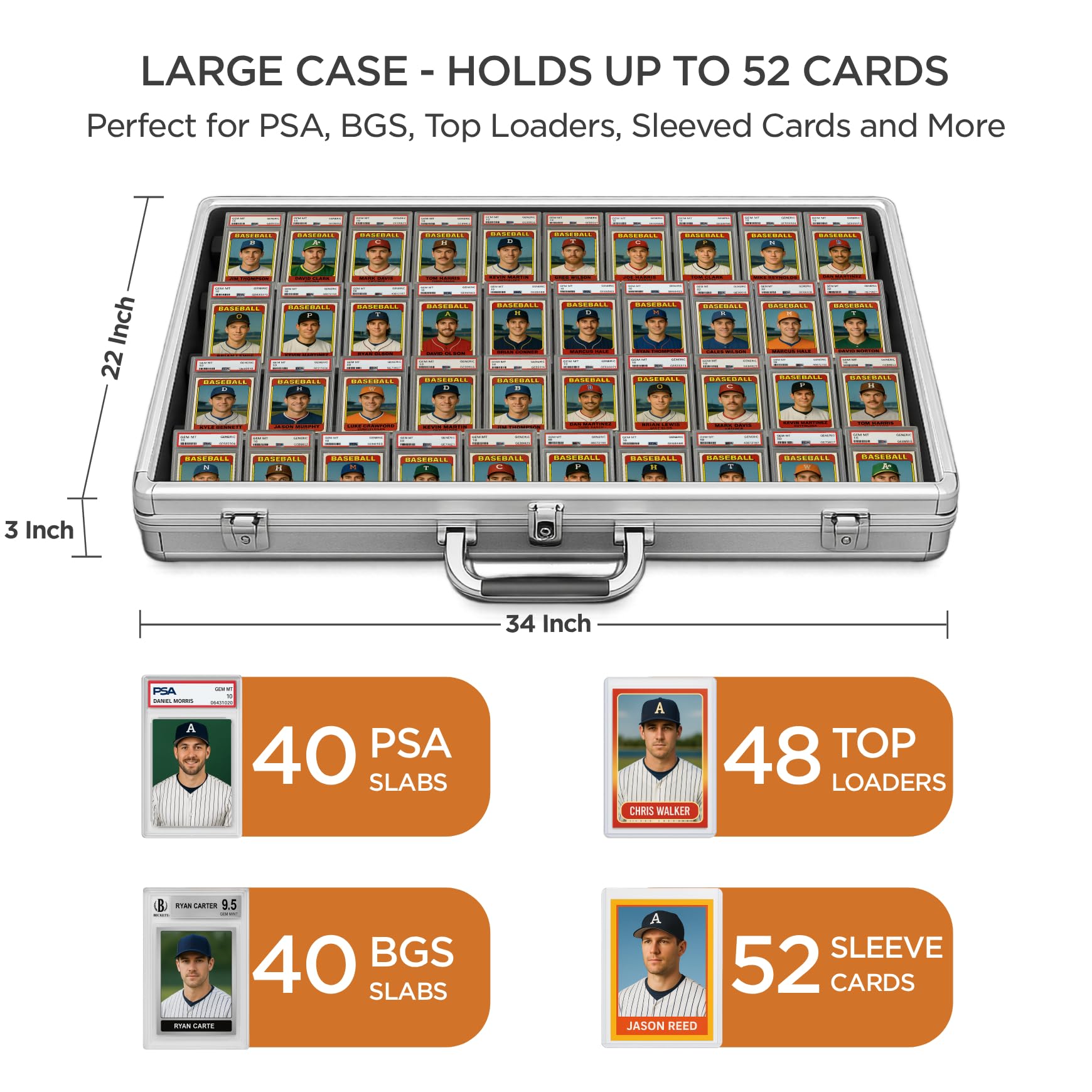 Amazon.com: Sports Card Display Case Trade Show Display Case for TCG Pokemon  Trading Cards and Jewelry Table Top Display Hold Upto 52 Slabs Made of  Aluminum Acrylic Glass Anti Theft Lock Portable