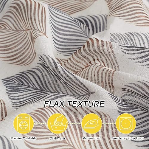 Miniatura 6 de NICETOWN Cortinas transparentes con patrón de hojas para dormitorio, tejido floral de granja para privacidad, con equilibrio de luz, cortinas de