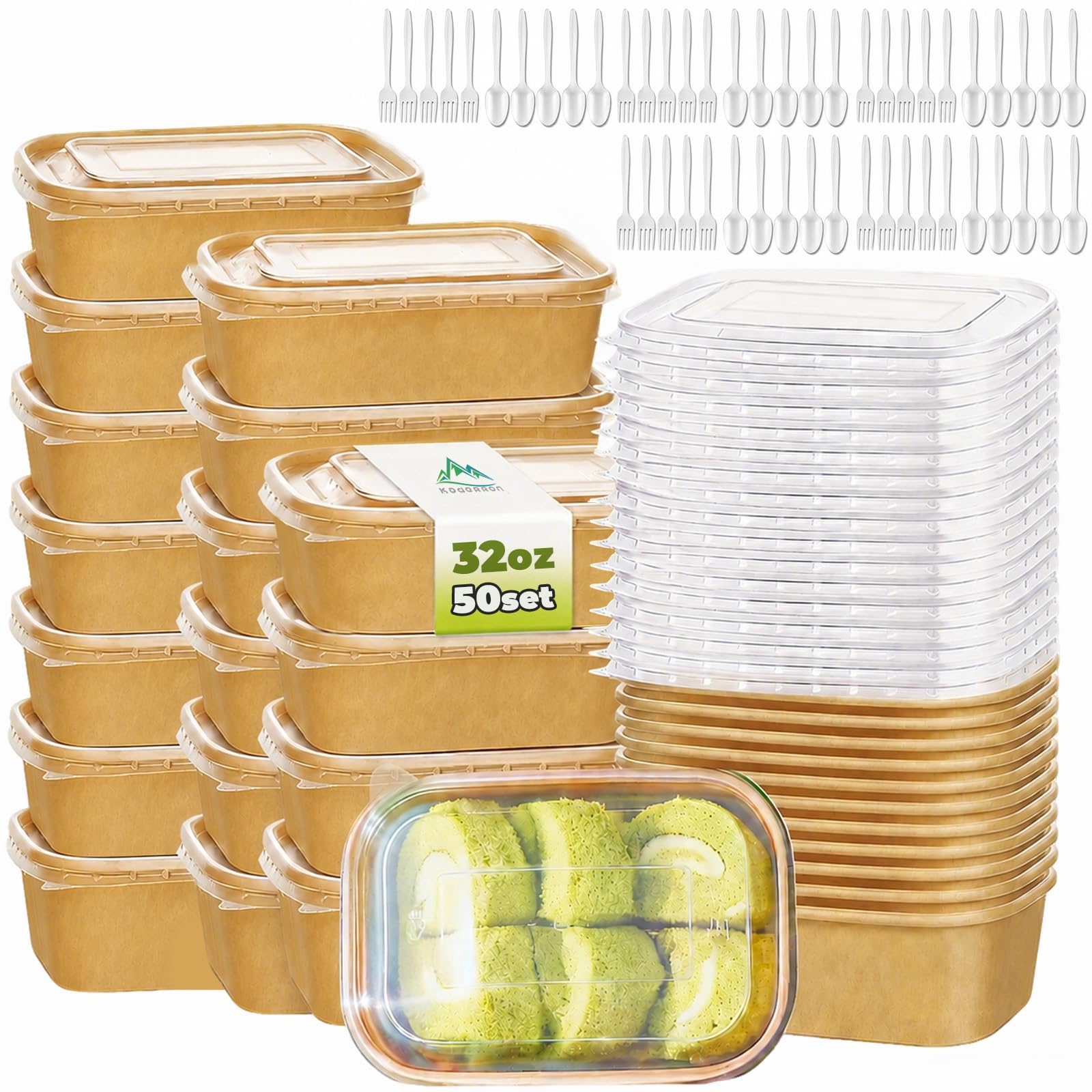 Large Paper Bowls with Lids - 50 Pack -1 Large Paper Bowls with Lids - 50 Pack -1