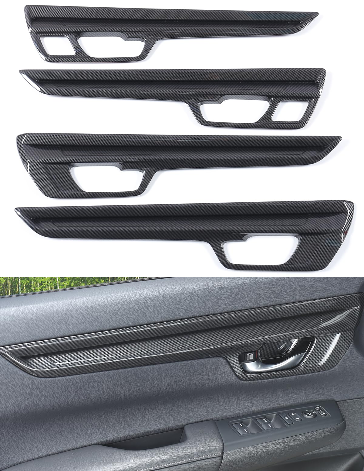 for Honda CRV 2023 2024 LX,EX, Sport Hybrid Interior Door Panels Protetive Trims, Luxury Sporty Interior Molding Covers Accessories for CR-V, NOT for EX-L Sport Touring Hybrid- Carbon