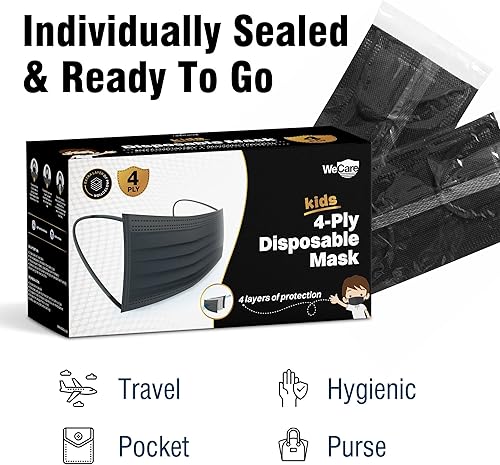 Vista 3 de WECARE Mascarillas desechables para niños, 50 mascarillas de camuflaje, envueltas individualmente
