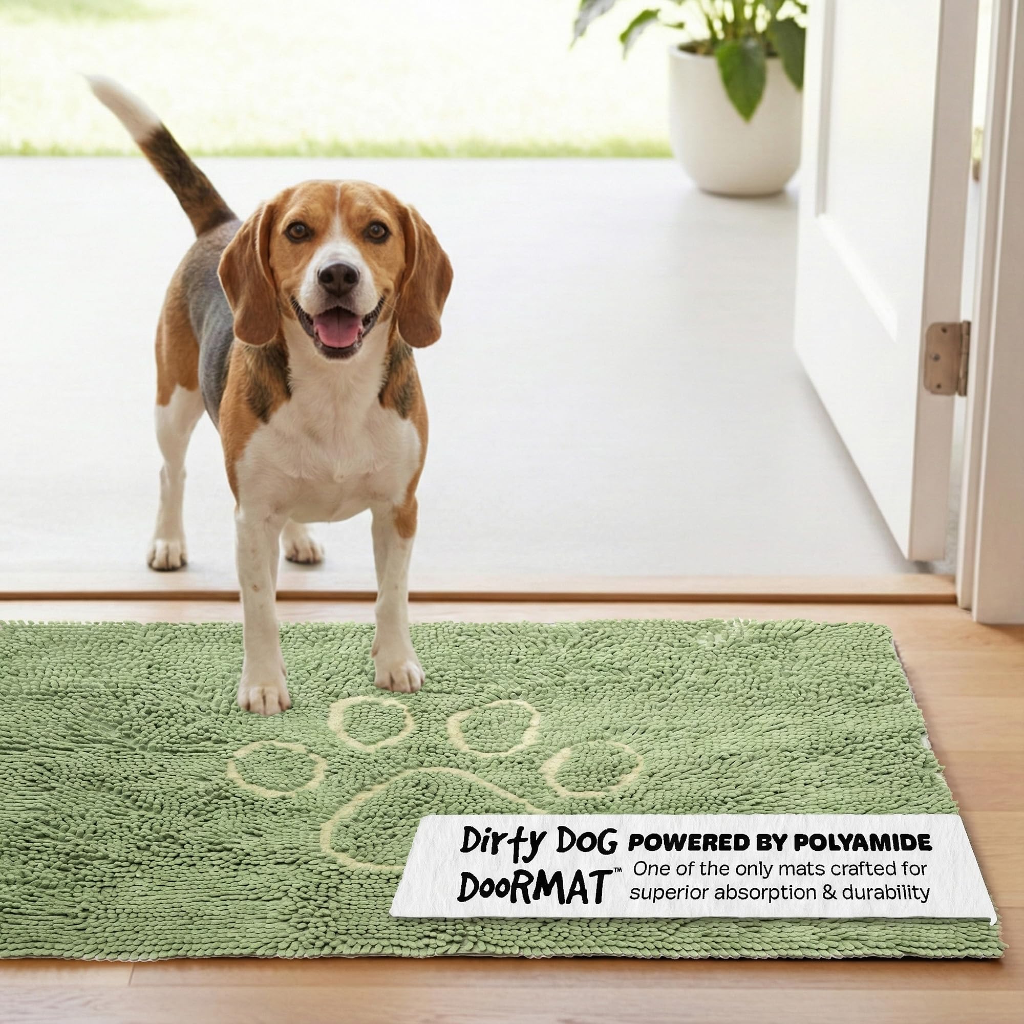 Dog Gone Smart Dirty Dog Doormat Cute Paw Print Ultra Water Absorbent Fast Drying Microfiber Small, Medium, Large and Runner Heavy Non-Skid/Slip Backing Machine Wash, Rain Snow Muddy Wet Shoes & Paws