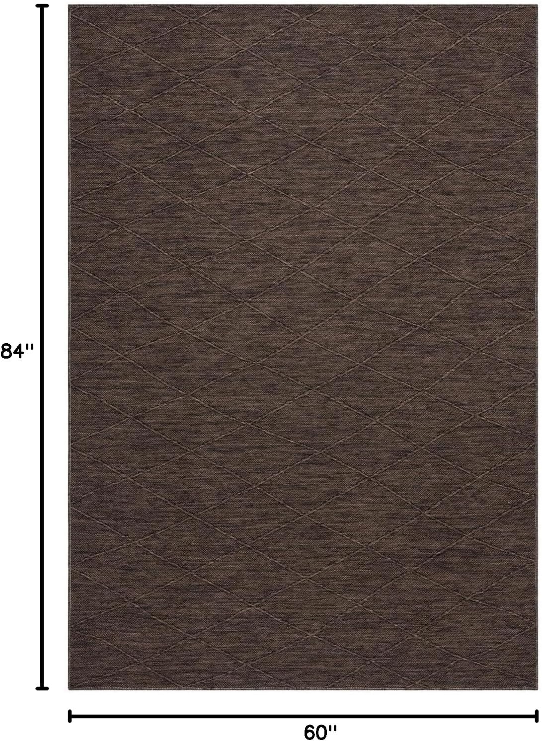 LUXE WEAVERS Non-Slip Washable Outdoor Brown 5x7 Area Rug, Modern Textured Geometric Carpet