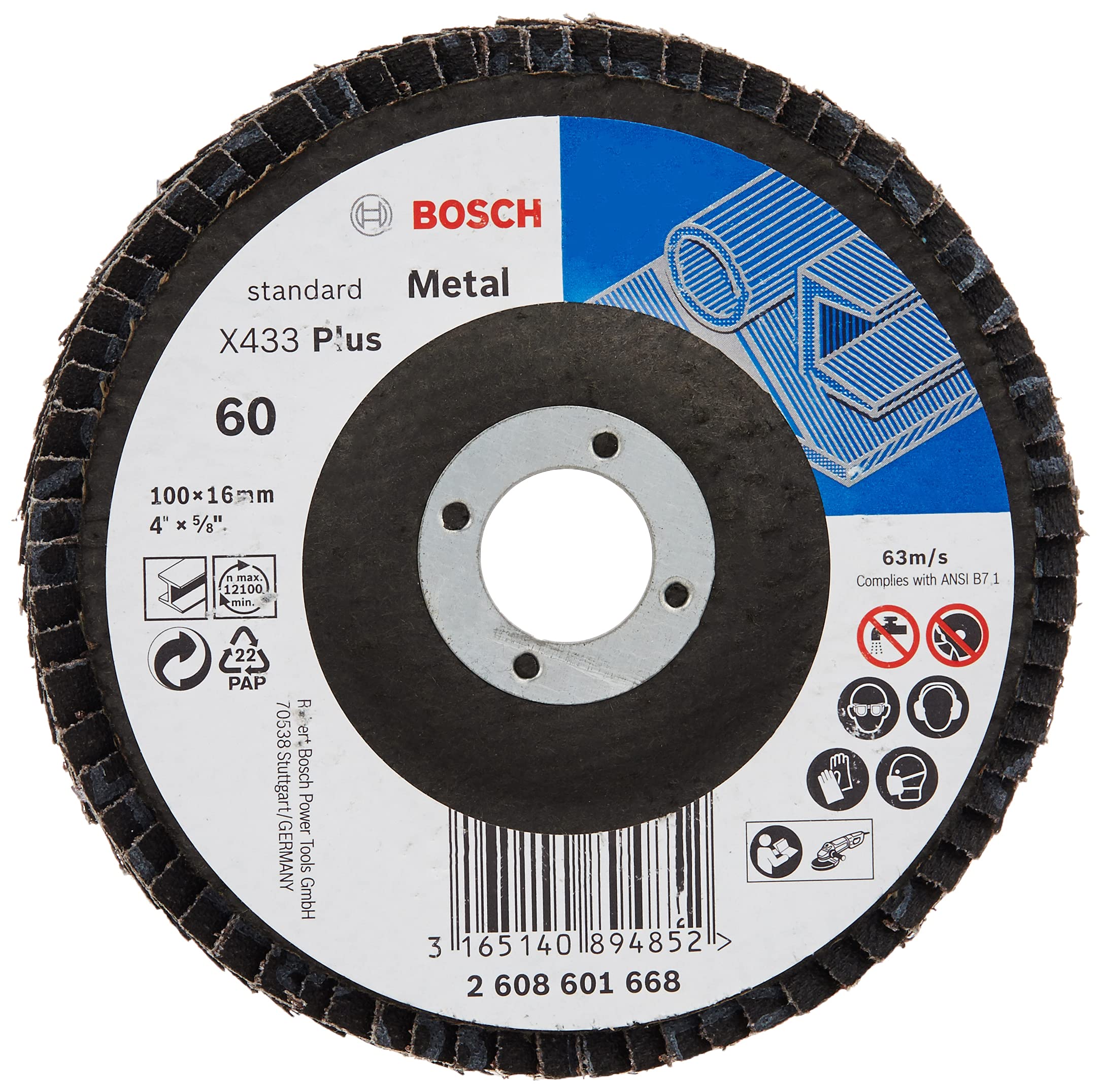Bosch Professional Eco Flap Disc For Angle Grinders For Metal And Wood, 4" / 100mm, Grit 80, Pack Of 11