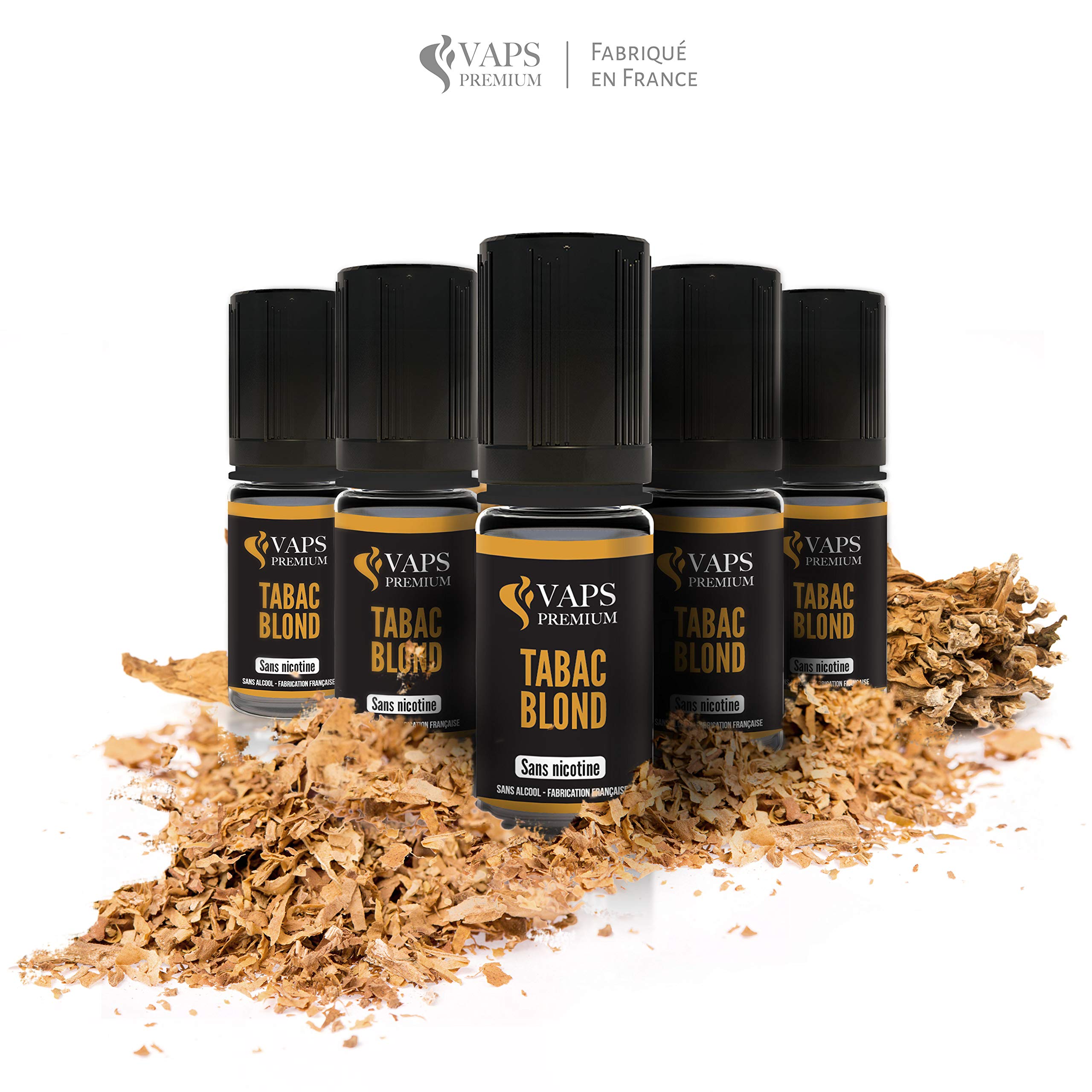 Vaps'Premium - Blond Tobacco E-Liquid - 5 x 10 ml - 00 mg - Made in France  - Electronic Cigarette Refill Liquid