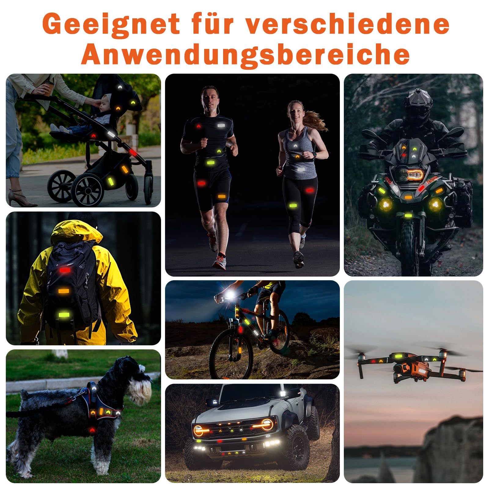 winbest 80 sztuk naklejek odblaskowych, 4 kolory, odblaskowe, samoprzylepne, wodoodporne, odblaskowe naklejki na rower, motocykl, kaski, ubrania