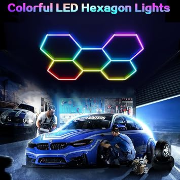 RGB Hexagon Garage Light 5-Grid LED App Remote Music Sync Hex Light