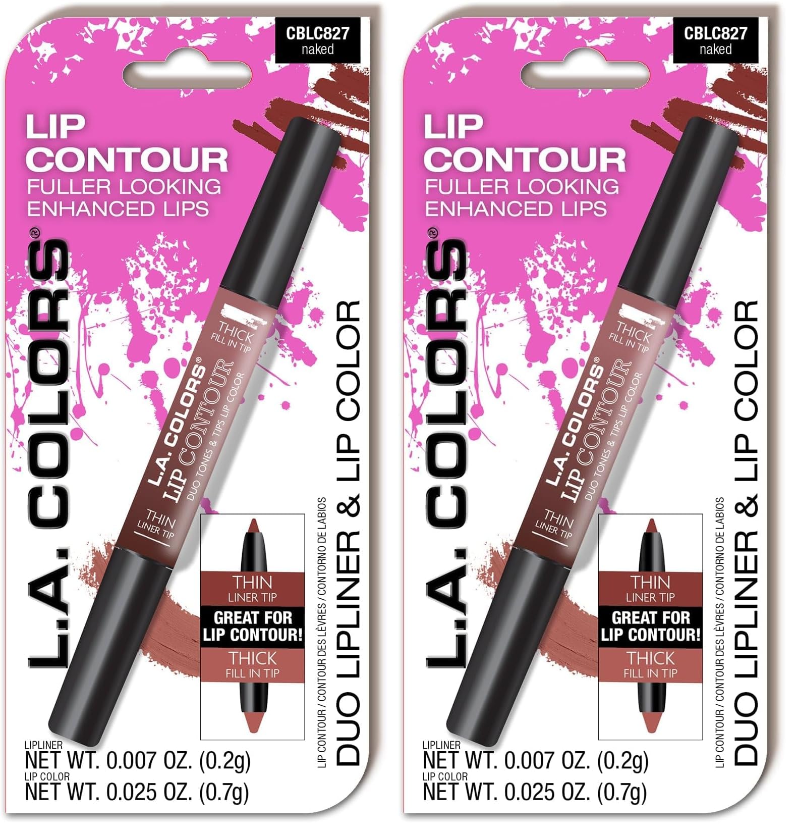 L.A. COLORS Lip Contour (carded), Naked CBLC827 (Pack of 2) : Beauty & Personal Care