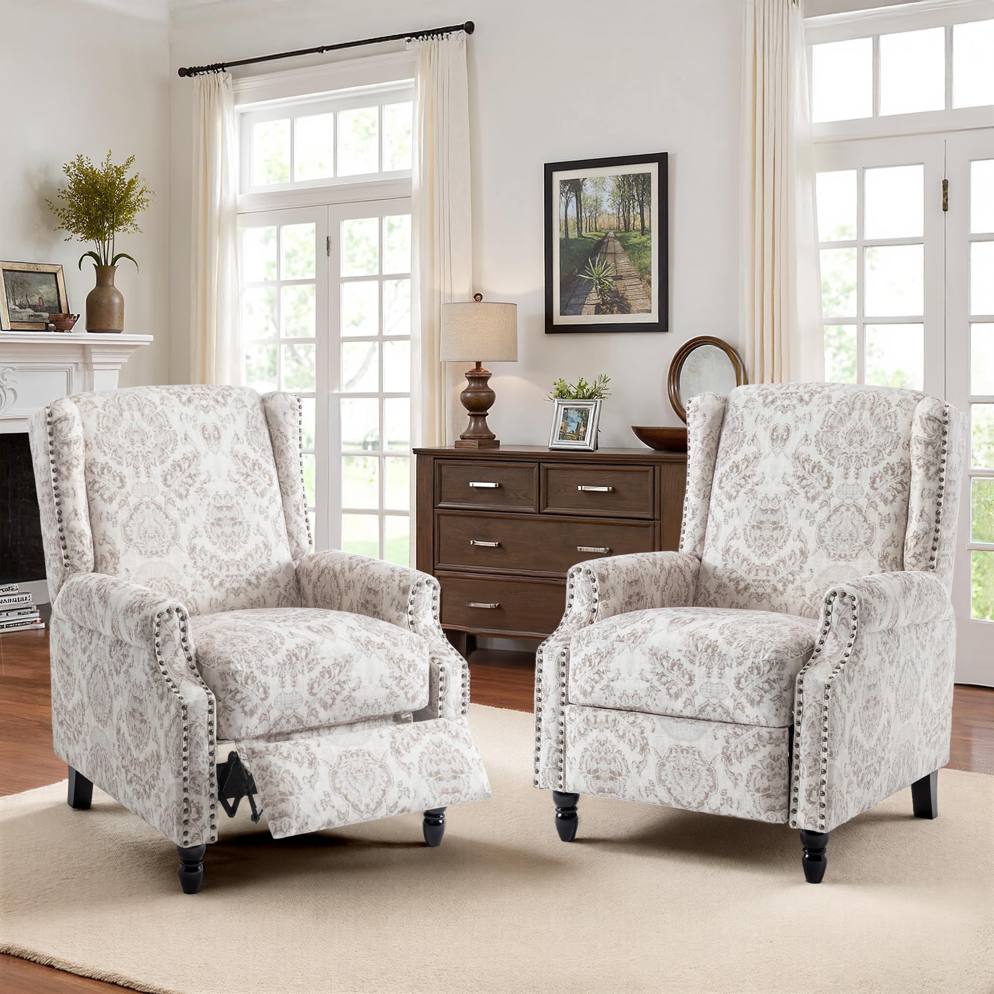 DREAMSIDEA Floral Wingback Armchair