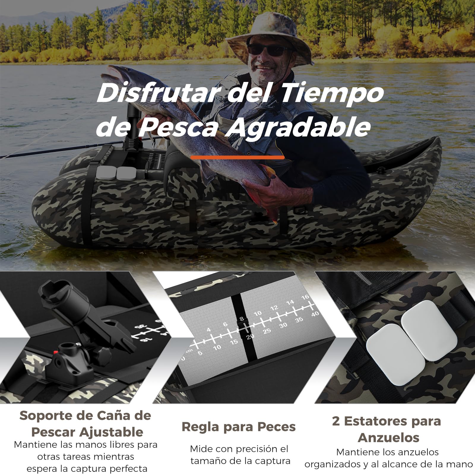 COSTWAY Kayak Hinchable, Barco de Pesca Inflable con 1 Bomba, 1 Soporte de Caña de Pescar, 1 Pala de Aluminio y 2 Aletas PP, Barca Hinchable con Correas y Respaldo Ajustables, Carga 150kg