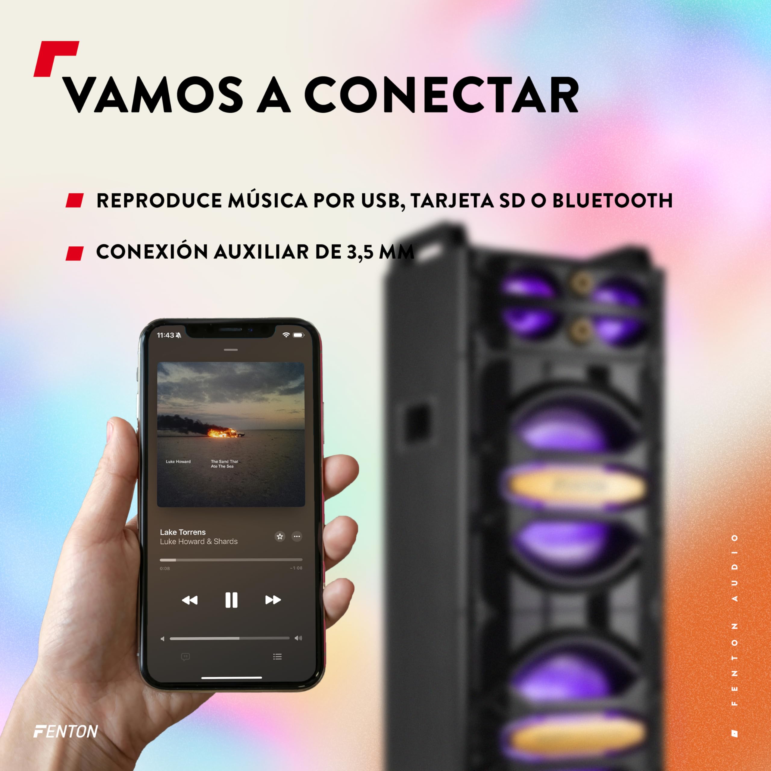 Fenton LIVE2102 – Altavoz Bluetooth Grande Potente 800W con Doble woofer 10", Bluetooth, USB, MicroSD, LED Multicolor, micrófono Incluido, Altavoz Fiesta Karaoke Equipo Sonido, Color Negro