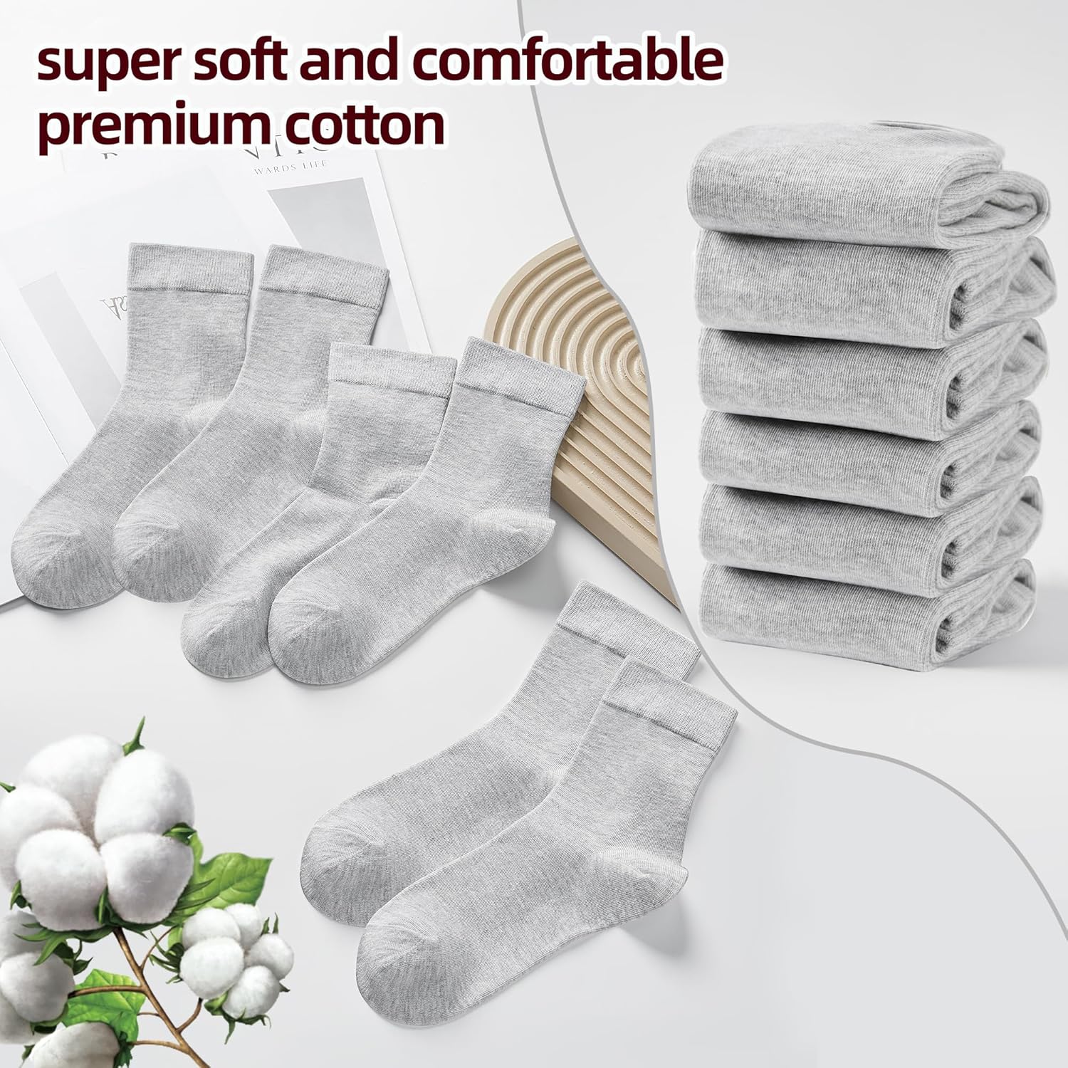 Corlap Women's Thin Above Ankle Socks - 6Pairs Cotton Casual Bootie Dress Crew Socks - Image 5