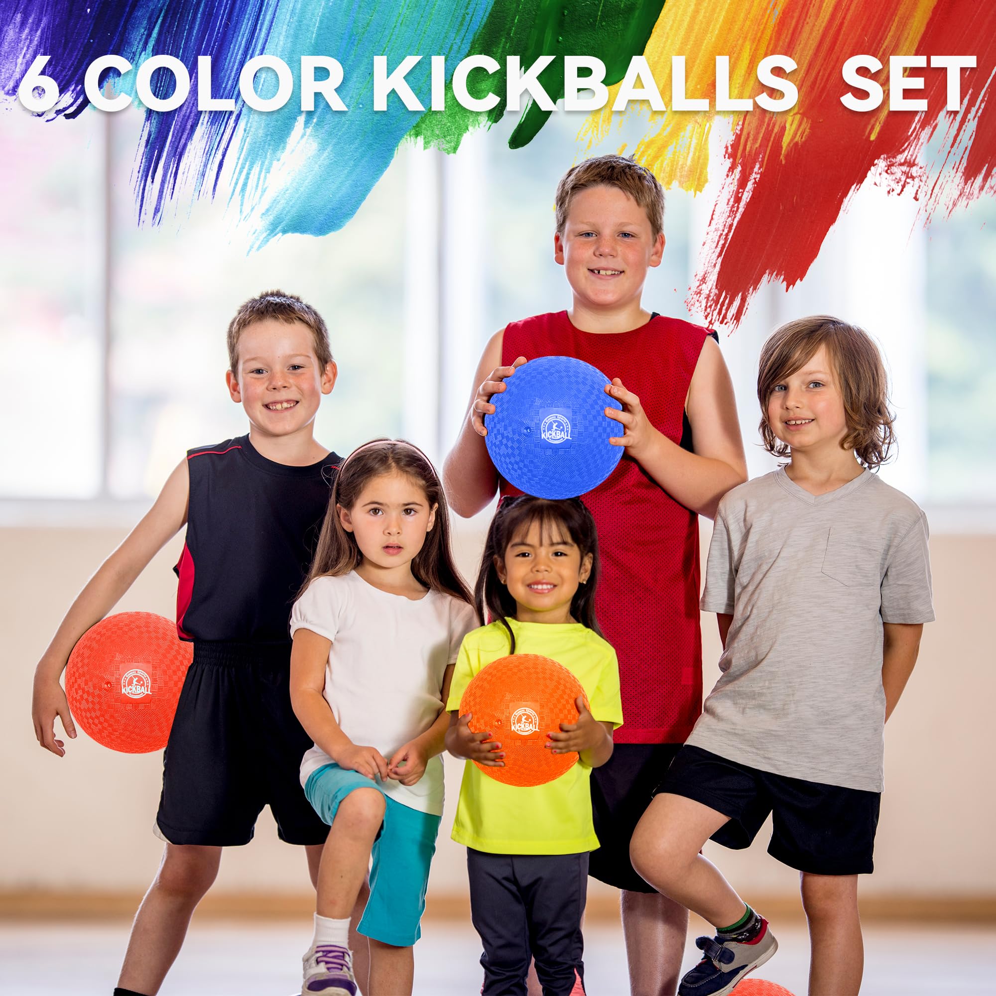 Juego de kickball de 8.5 pulgadas, paquete de 6 bolas de Dodgeballs, paquete de 12, pelotas de juegos para niños y adultos, pelotas rebotantes incluye bomba y bolsa de almacenamiento, balón para 3