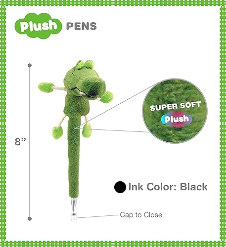 Miniatura 2 de DolliBu - Bolígrafo de peluche de cocodrilo verde, lindo y suave, animal de peluche, juguete novedoso, bolígrafo de escritura para escuela y oficina