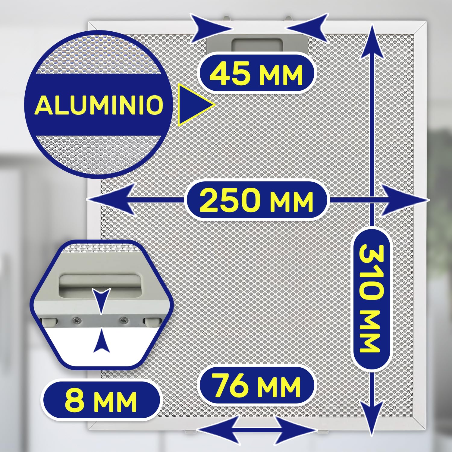 2x Aluminio Filtro Rejilla Grasa para Campana Extractora 310 x 250 x 8 mm | 00353110 353110 para Bosch para Siemens para Neff para Constructa – MONTERAL
