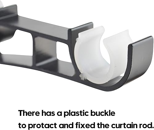 Miniatura 3 de AddGrace Paquete de 4 soportes de barra de cortina dobles para cortinero de aleación de aluminio resistentes