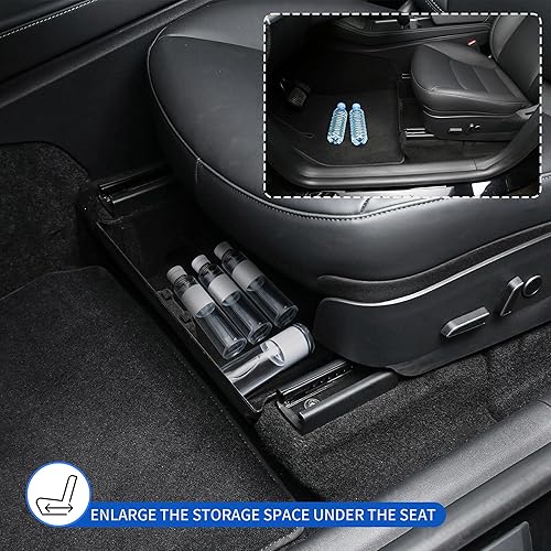 Miniatura 3 de oEdRo ODERO - 6 cajas de almacenamiento para debajo del asiento Tesla modelo Y 2020-2023 y organizador de caja de almacenamiento lateral de TPE para
