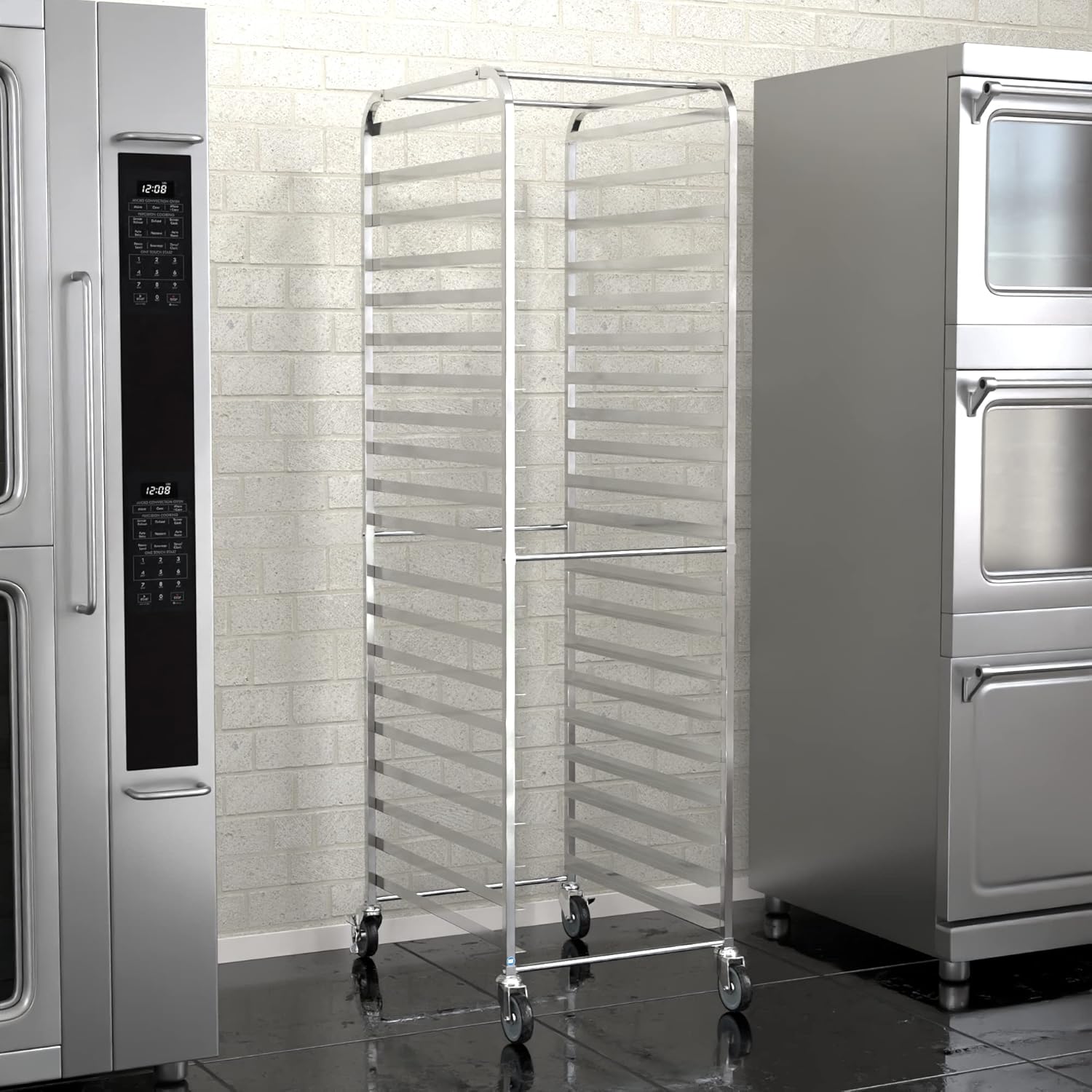 20 Pan End Load Bun/Sheet Pan Rack with Non-Marking Casters - Unassembled