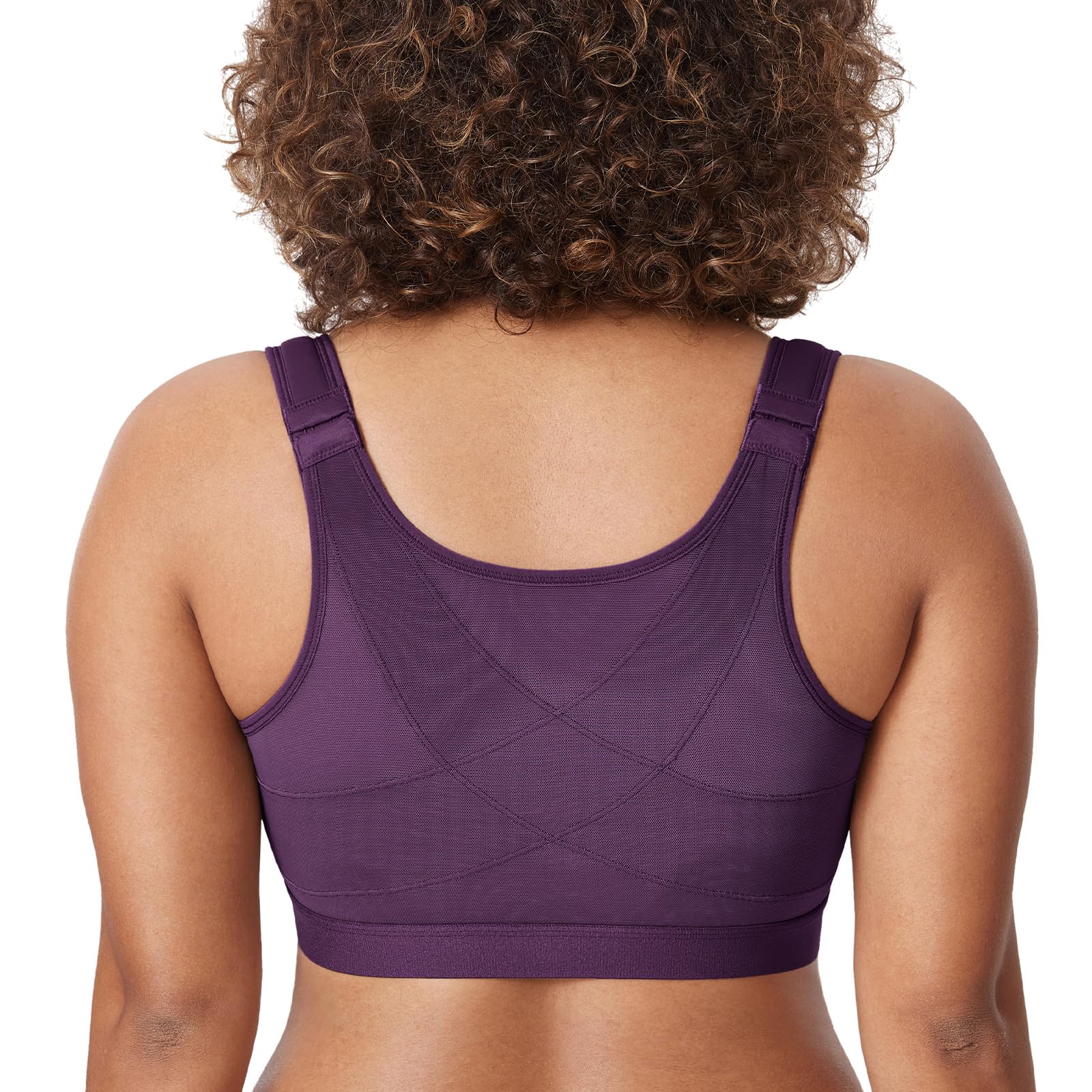 DELIMIRA Women's Posture Correction Non-Wired Bra with Front Closure Back Support Bras Large Sizes