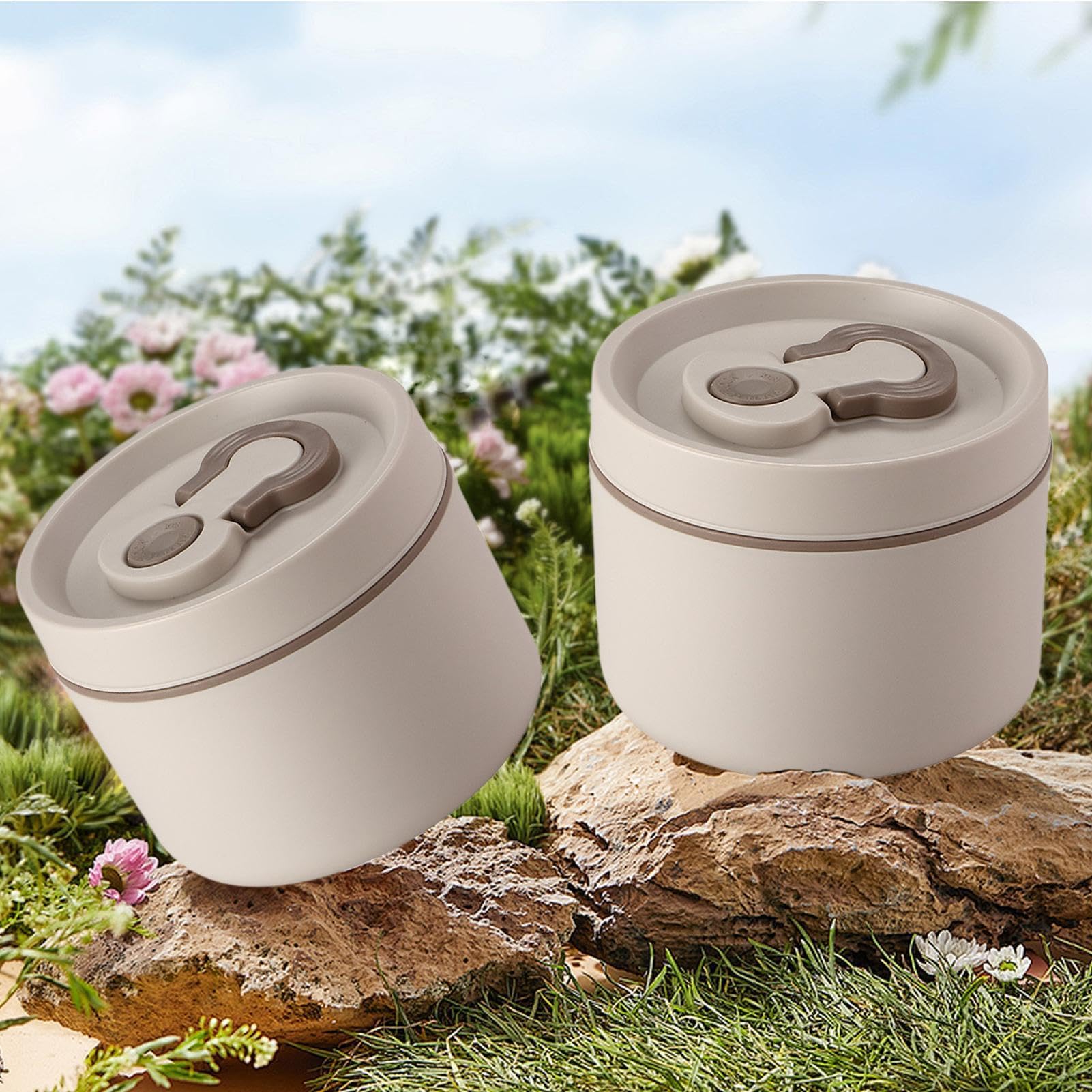 Portapranzo in Acciaio Inox, Contenitore Termico per Alimenti, Contenitore per la Preparazione dei pasti, Contenitore Portatile per Alimenti, Acciaio Inox
