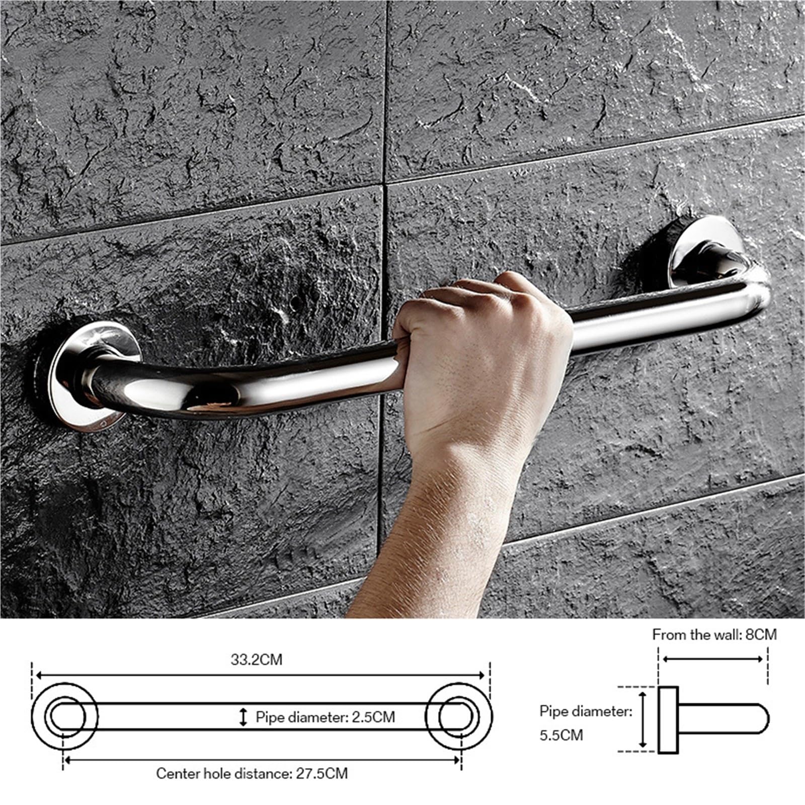 Maniglione da Bagno Maniglie di Sostegno per disabili da 30/40/50 cm, maniglioni per vasche da Bagno, maniglioni di Sostegno di Sicurezza per Anziani(30cm)