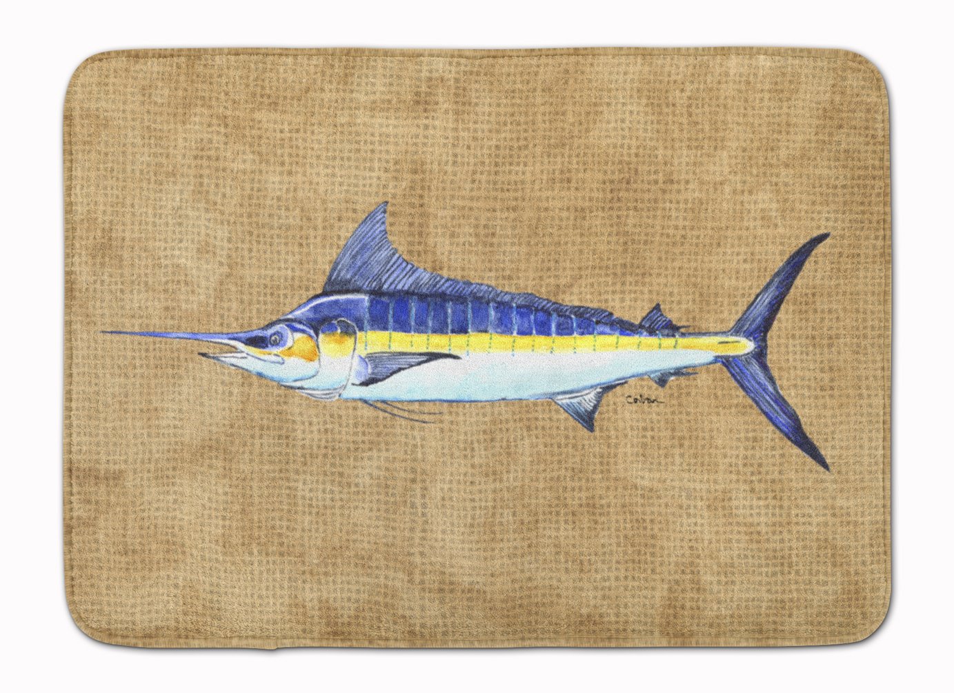 Caroline's Treasures 8818RUG Blue Marlin Machine Washable Memory Foam Mat, Bathroom Rug, Non-Slip Bath Mat, Durable Thick Washable Rugs for Kitchen, Bathroom Quick Dry, Decorative Artwork,