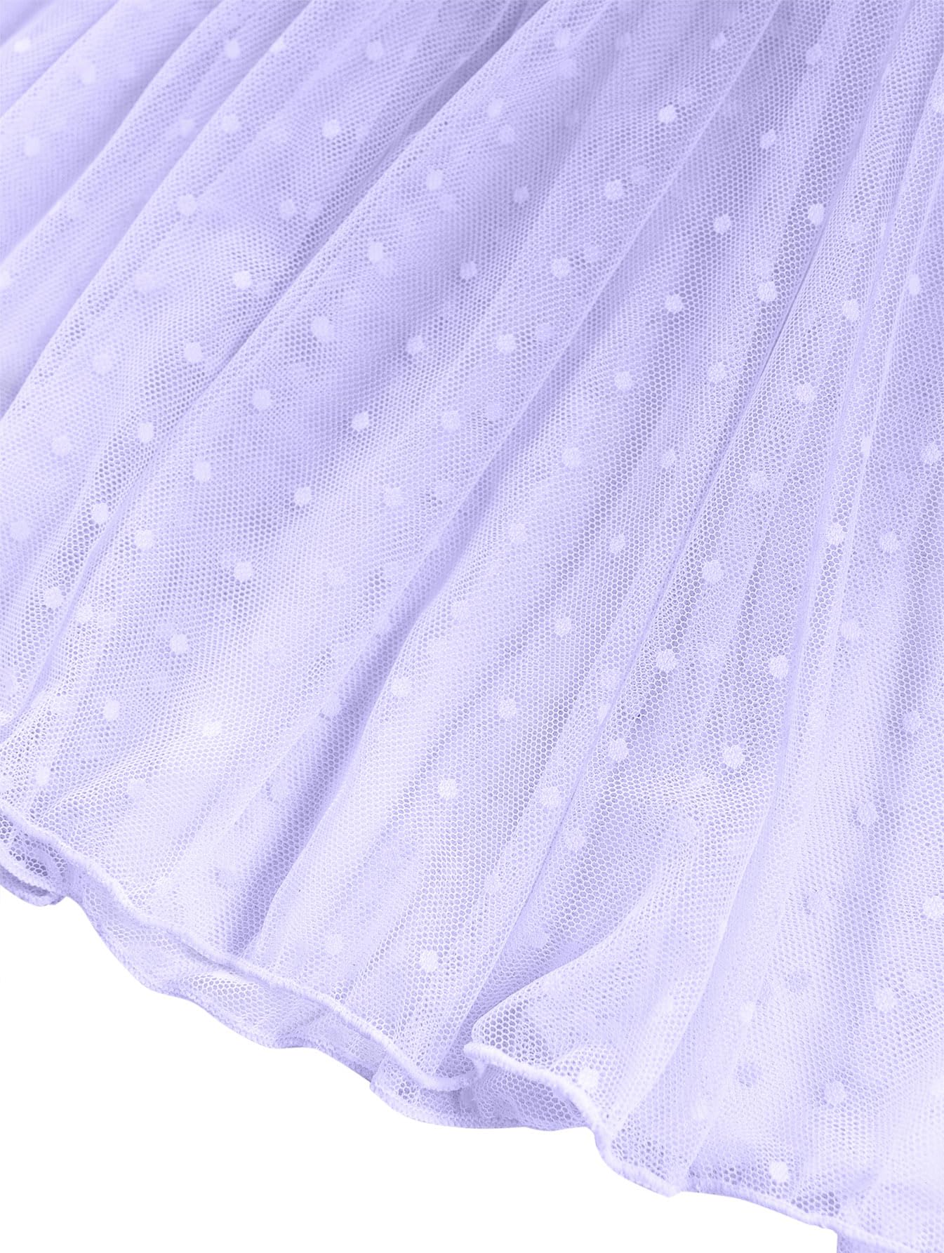 Lilosy Sexy Polka Dots Mesh Sheer Lace Babydoll Chemise Lingerie Set Floral Sleep Wear: Small Light Purple