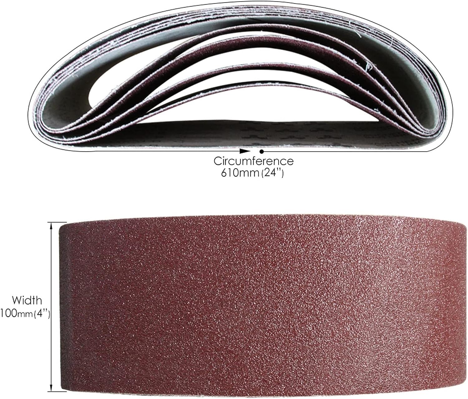 Rotolo di carta vetrata, carta vetrata fine, 5 pezzi 100x610mm Nastro abrasivo 4x24" Carta vetrata abrasiva all'ossido di alluminio for levigatrice a nastro Grana 60 80 120 240 for smerigliatura, affi