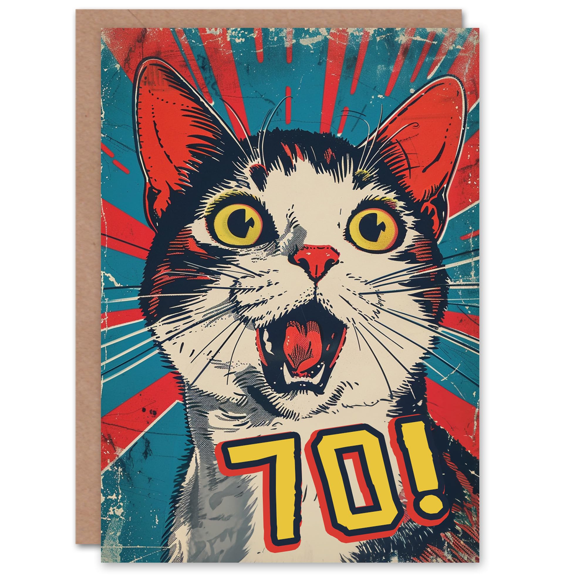 Artery8 - Birthday Card - 70 Year Old Cat Lover - Retro Style