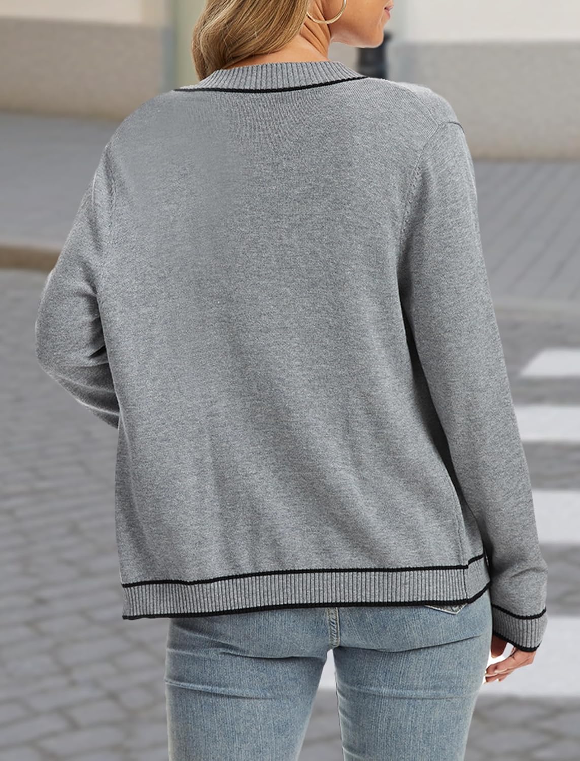 Cardigan Sweaters for Women Long Sleeve Button Down Knitted Sweater Lightweight V Neck Tops Outerwear - Image 3