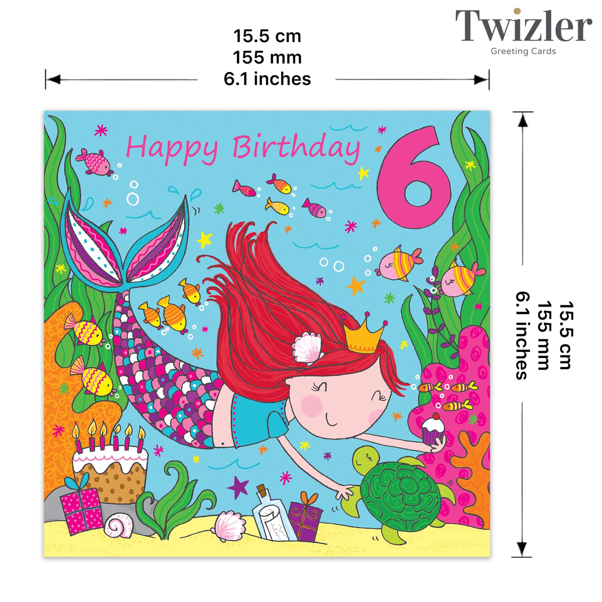 Amazon.com : Twizler Mermaid 6th Birthday Card Girl's