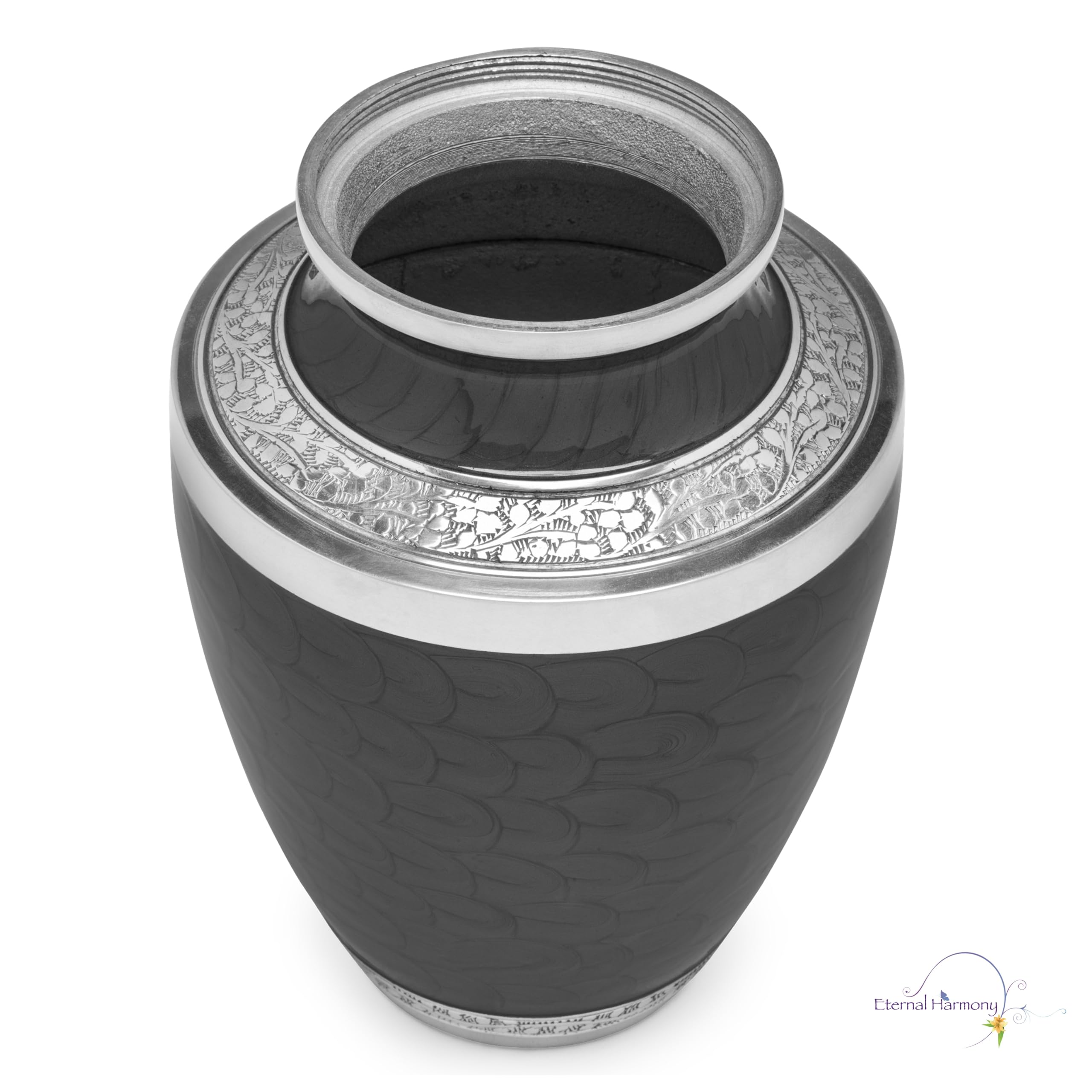 Eternal Harmony Grande urna per ceneri, urna per ceneri umane per adulti maschio e femmina, con finiture eleganti, chiusura sicura e sacchetto di velluto, vaso funebre per uomini e donne fino a 90,7