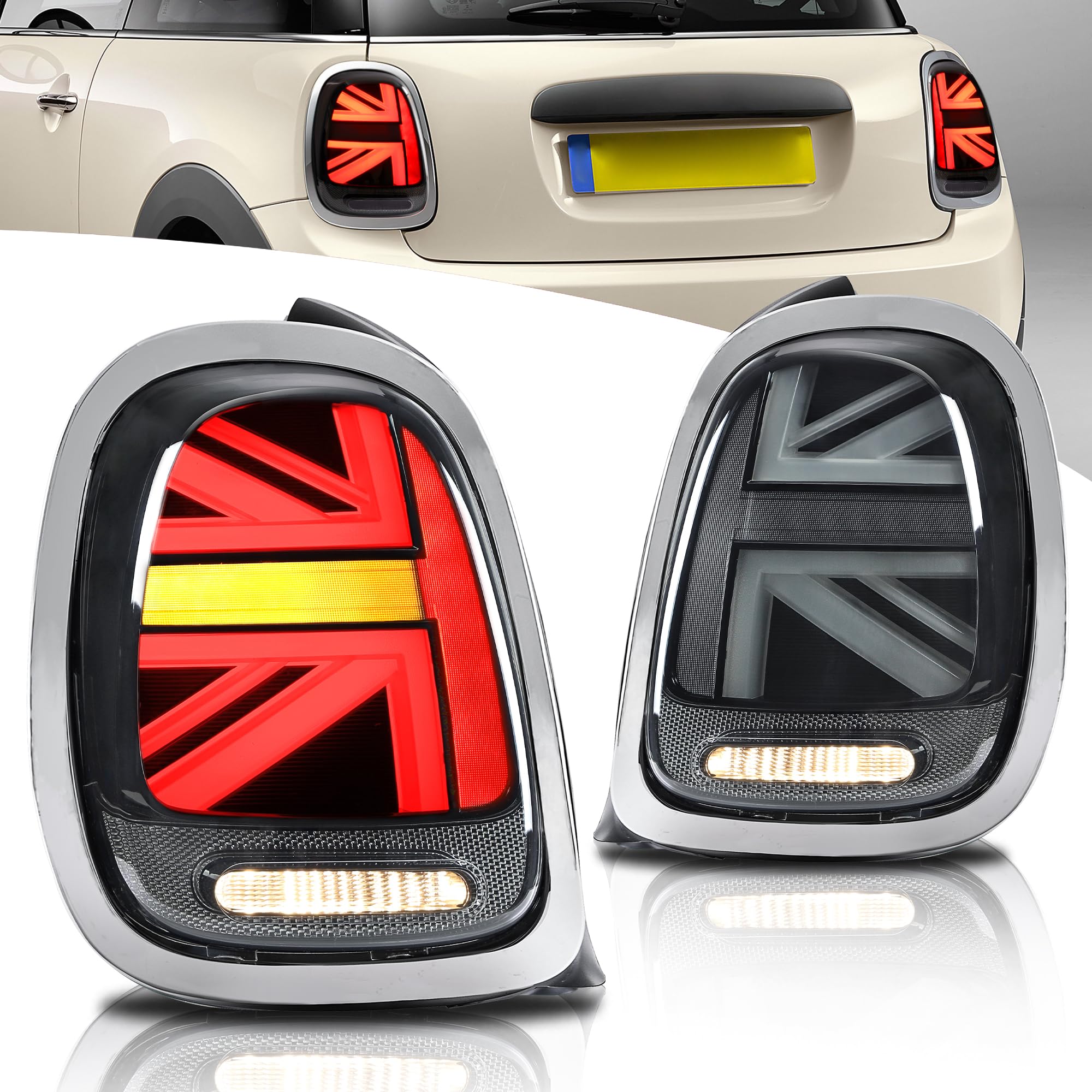 VLAND Union Jack Fari Posteriori LED per Mini Cooper F55 F56 F57 2014-2023, 1 coppia - Fumé