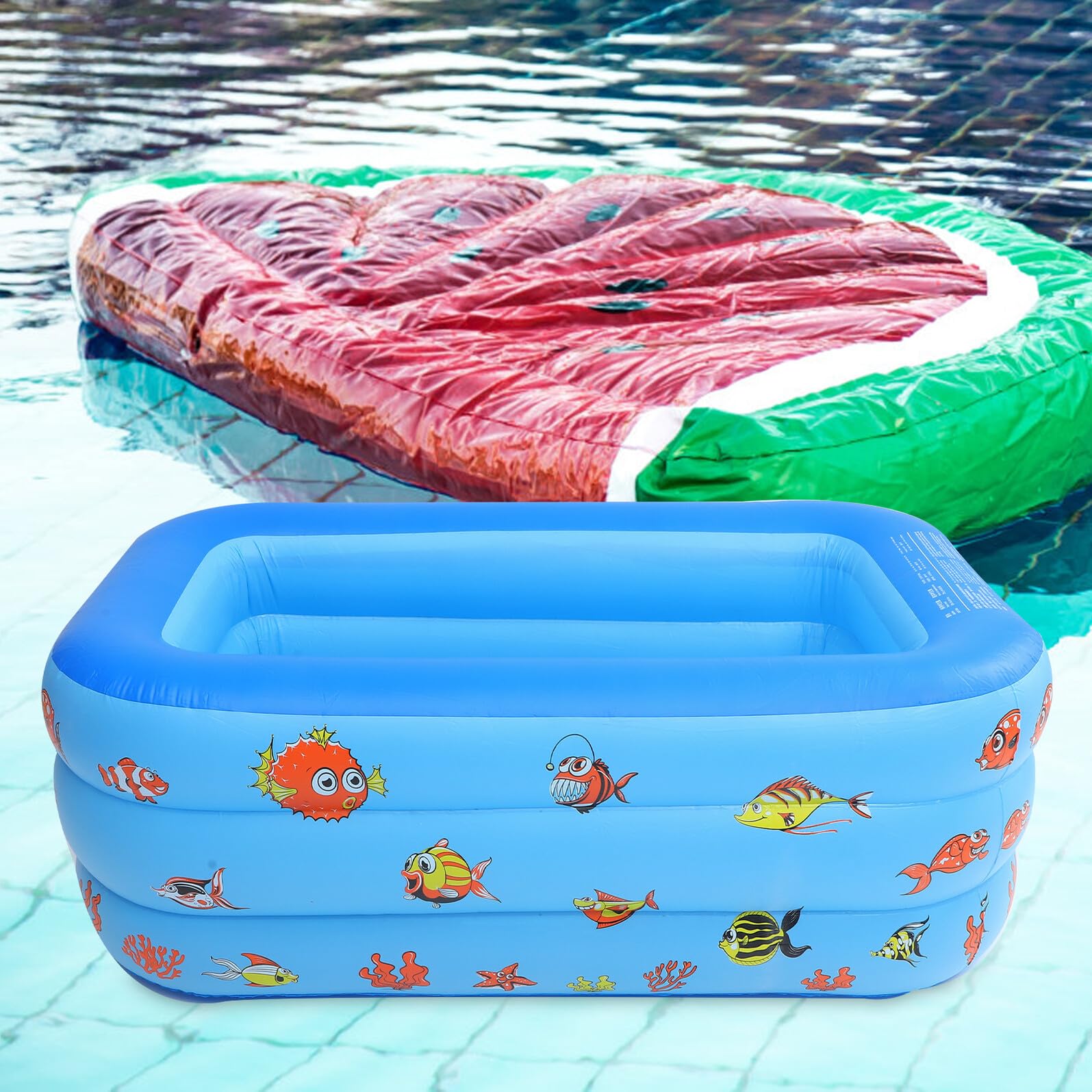 Piscina Hinchable para Niños de PVC, Estructura de Tres Niveles Azul