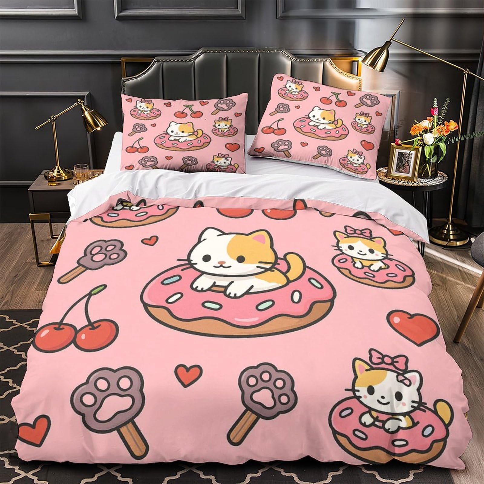 Ensemble de literie chat kawaii pour une chambre d'enfant douce et cosy