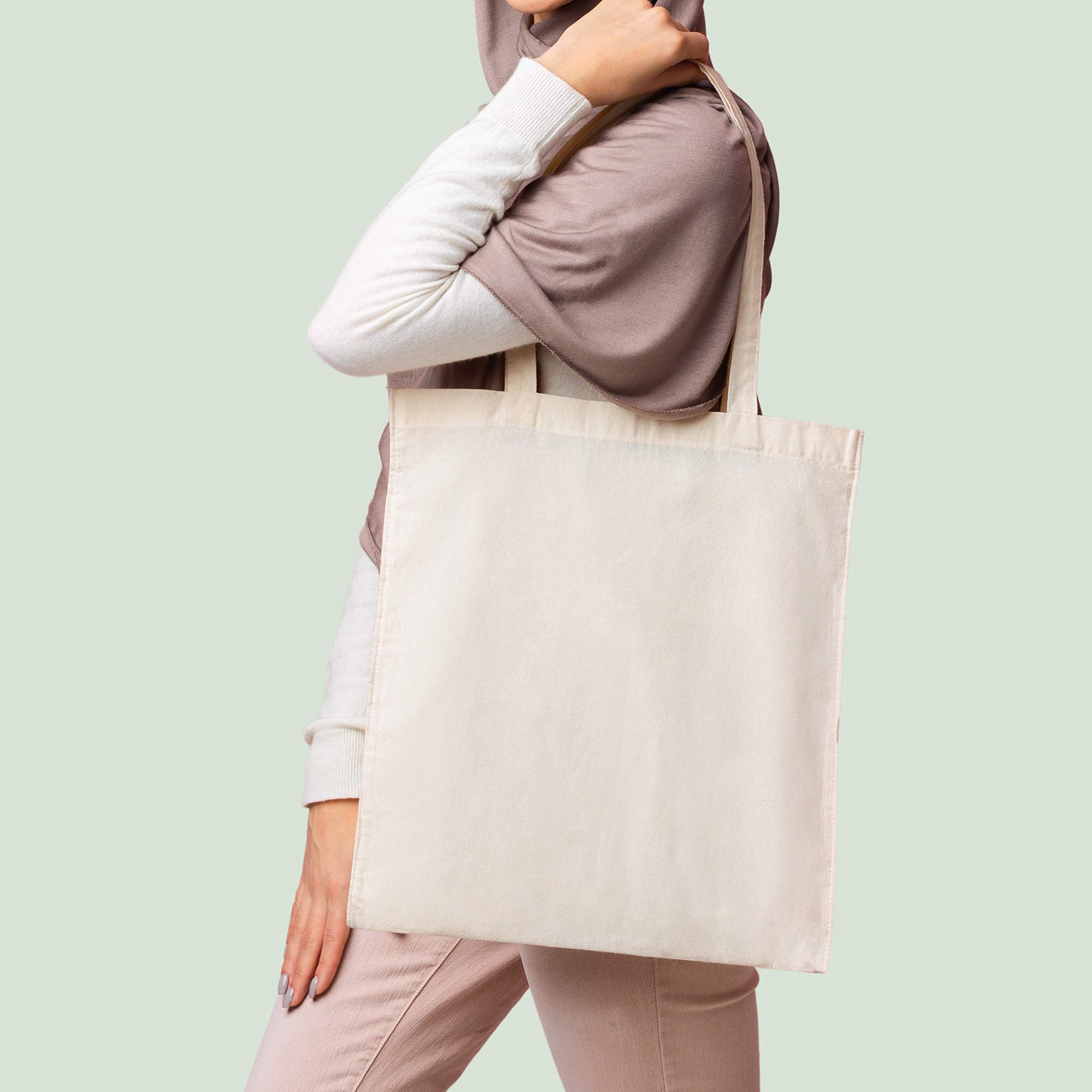 Sac en Coton Non Imprimé 38x42 cm 145 g/m² Anses Longues Réutilisable