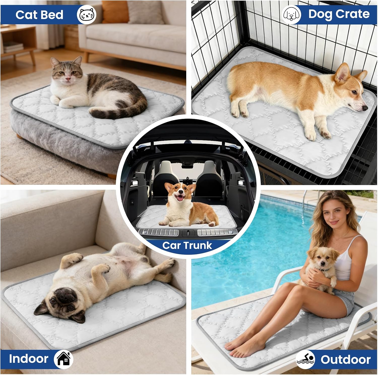 SUPRIY Pet Cooling Mat Pet Fabric for Dogs & Cats Q-Max>0.4(Gray,Small) image 4