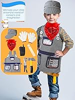 Vista 4 de Juego de 10 piezas de disfraz de conductor de tren para niños, kit de disfraz de ingeniero de tren, bandana y silbato para niños y niñas, Halloween