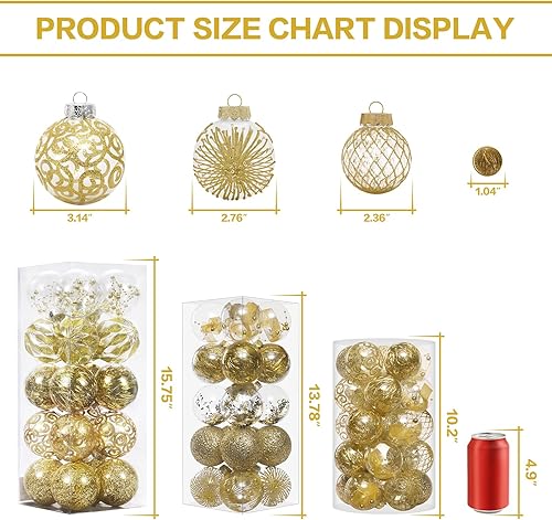 Miniatura 2 de Juego de adornos de Navidad de 2.76 pulgadas, 30 piezas inastillables decorativas colgantes con relleno delicado, bolas de árbol de Navidad