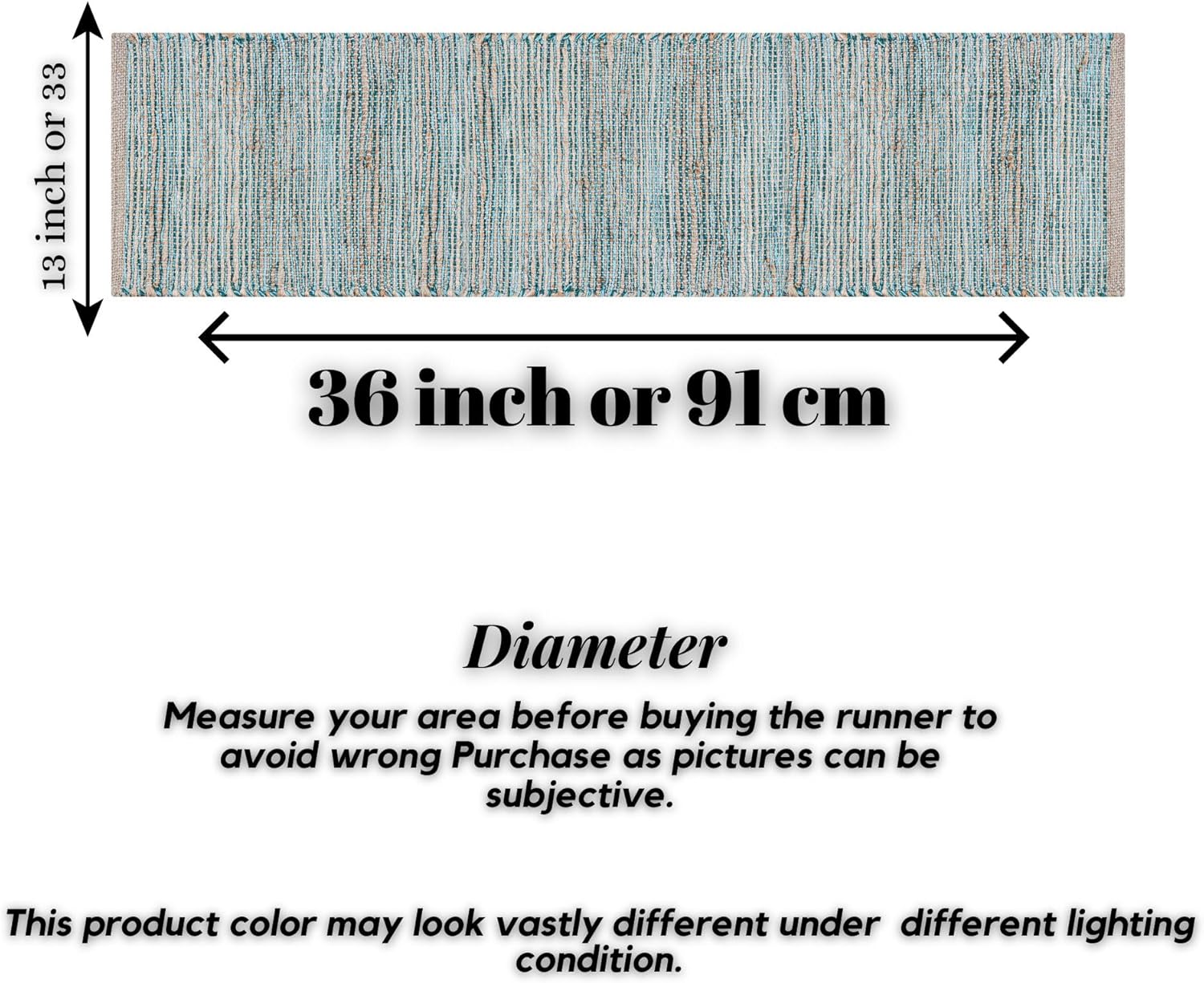 Boho Jute Table Runner for Dining Tables, Rustic Turquoise Table Runner Farmhouse Style , Cotton and Jute Neutral Colorful Indoor Kitchen Decor, 13 X 36 Inch, - Natural-Aqua Turquoise
