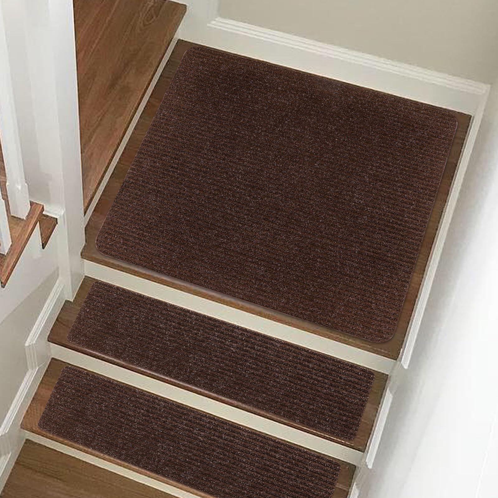 Non-Slip Carpet Stair Tread Mat 31" x 31" Landing Rug-Matching Mat Non-Skid Safety Rug Slip Resistant,Brown