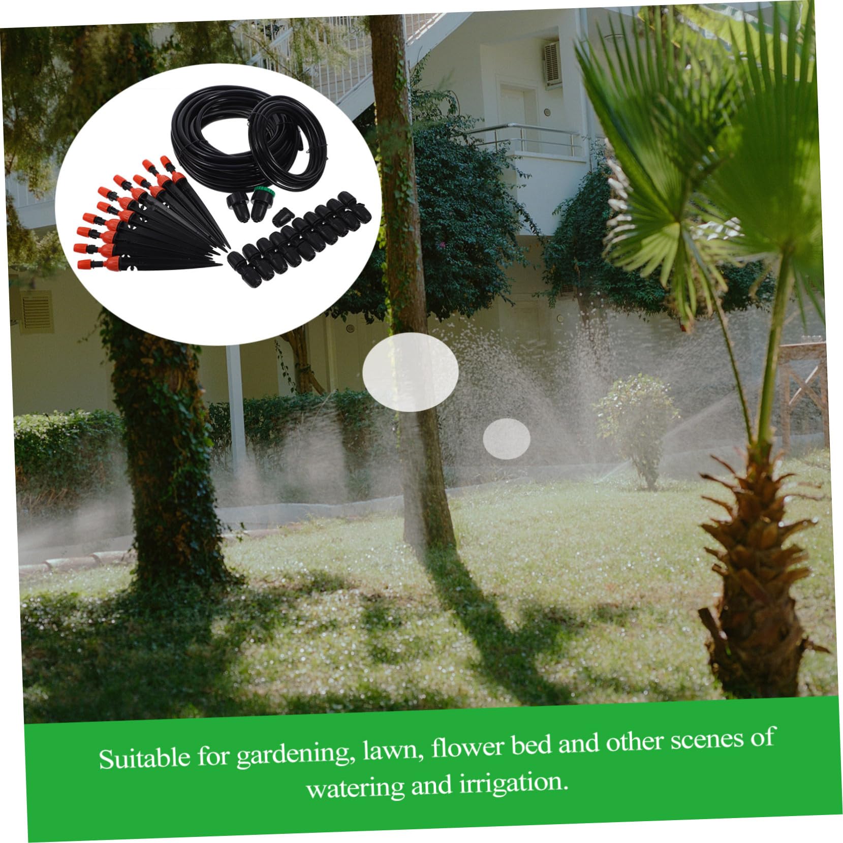 Kit Completo di Irrigazione a Goccia per Prato, Piante Esterne e Orto Timer Automatico Nebulizzazione Regolabile e Attrezzature da Giardino per Balconi, Prati e Aiuole Rialzate