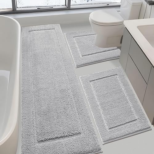 Miniatura 39 de Alfombras de baño de 32"x20", tapete de baño de microfibra absorbente ultra suave, grueso, afelpado y esponjoso, respaldo antideslizante, tapetes de