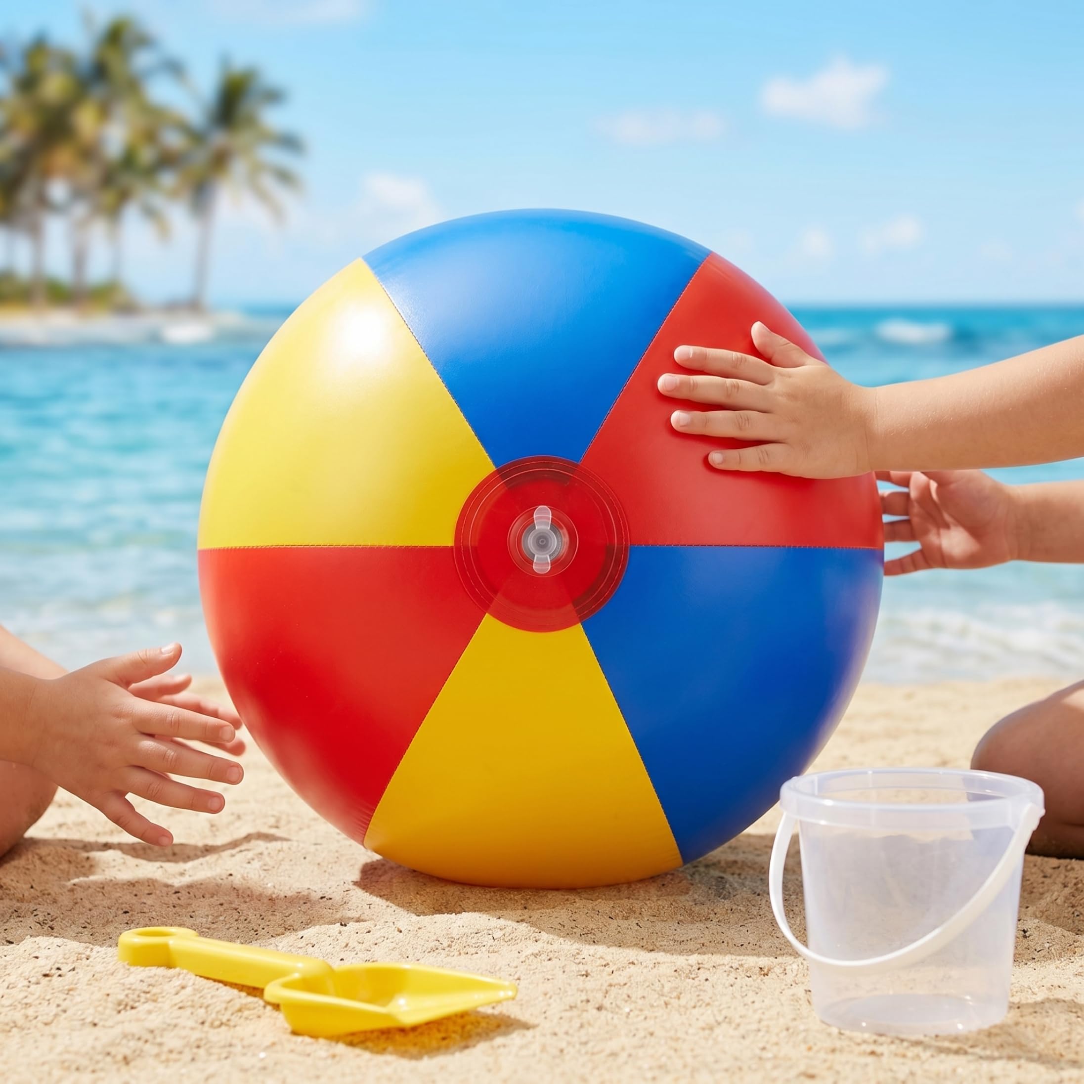 Pallone da spiaggia, pallone da spiaggia in PVC morbido, palloni gonfiabili giganti per bambini - Rosso, Giallo, Blu, 130 cm/51, 18 pollici
